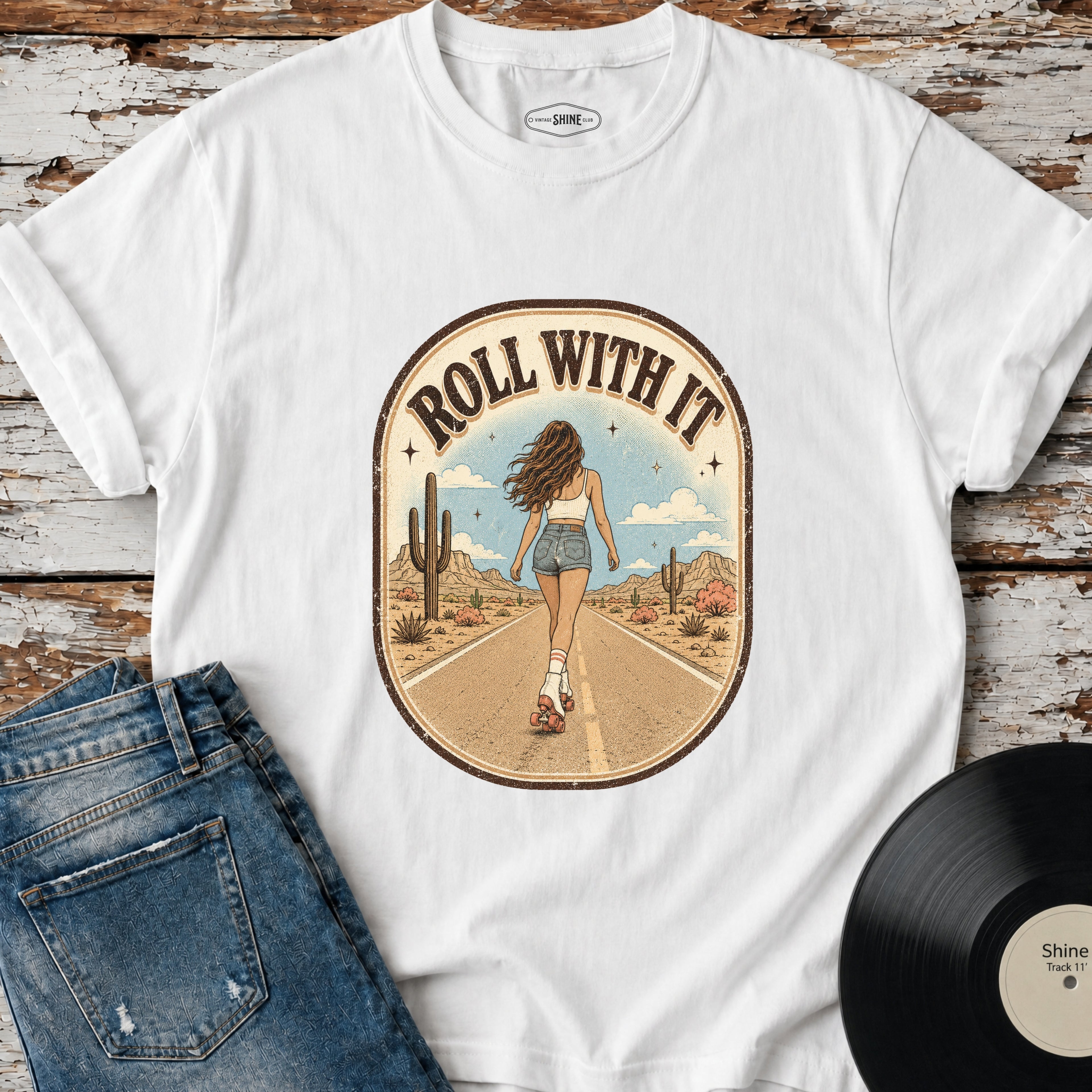 Roll With It T-Shirt Vintage Design